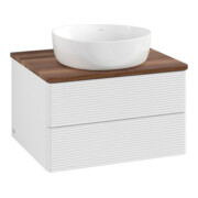 V&B Waschtischunterschrank mit Frontstruktur Antao 60x36x50cm, WBP w. wal, glo wh. Lac