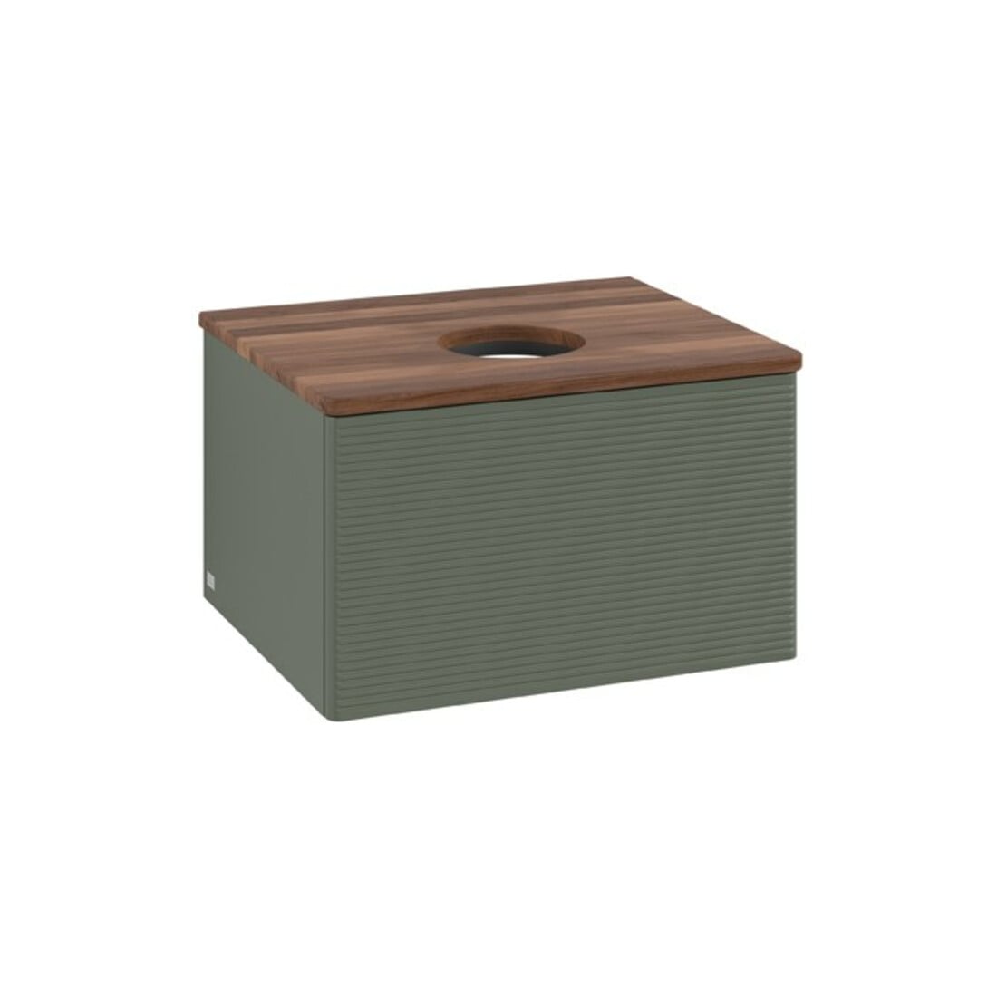 V&B Waschtischunterschrank mit Frontstruktur Antao 60x36x50cm, WBP w. wal, lea gre. m Lac