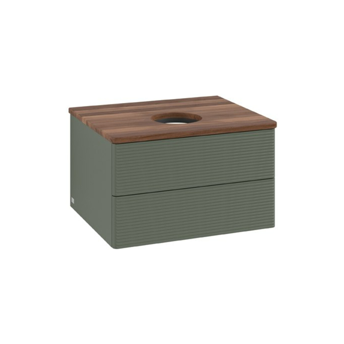 V&B Waschtischunterschrank mit Frontstruktur Antao 60x36x50cm, WBP w. wal, lea gre. m Lac