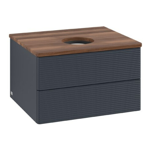 V&B Waschtischunterschrank mit Frontstruktur Antao 60x36x50cm, WBP w. wal, md bl. m Lac