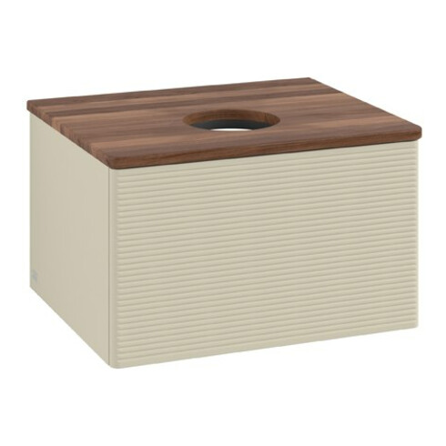 V&B Waschtischunterschrank mit Frontstruktur Antao 60x36x50cm, WBP w. wal, si Gr m Lac
