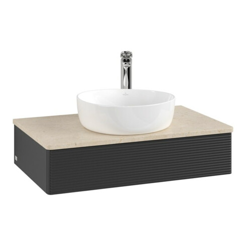 V&B Waschtischunterschrank mit Frontstruktur Antao 80x19x50cm, HL, WBP botti., bla m Lac