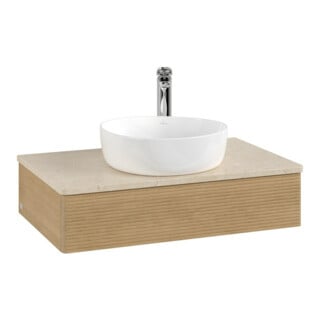 V&B Waschtischunterschrank mit Frontstruktur Antao 80x19x50cm, HL, WBP botti., hon. Oa