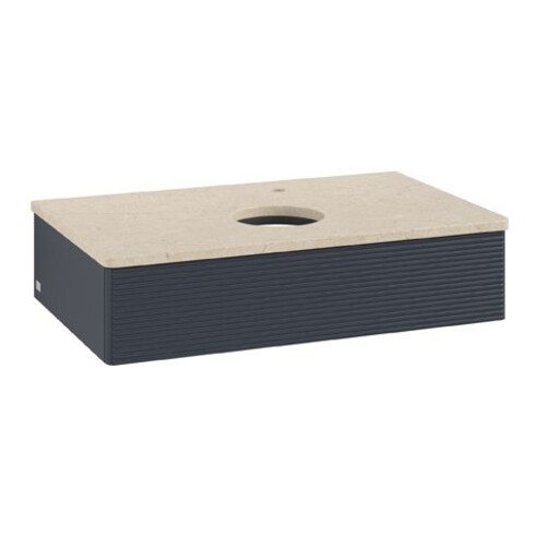 V&B Waschtischunterschrank mit Frontstruktur Antao 80x19x50cm, HL, WBP botti., md bl. m Lac
