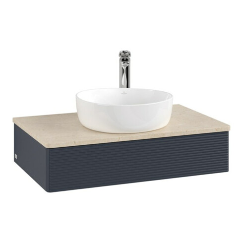 V&B Waschtischunterschrank mit Frontstruktur Antao 80x19x50cm, HL, WBP botti., md bl. m Lac