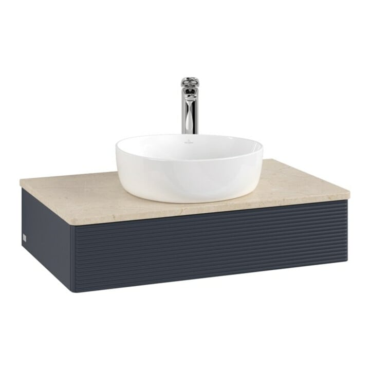 V&B Waschtischunterschrank mit Frontstruktur Antao 80x19x50cm, HL, WBP botti., md bl. m Lac