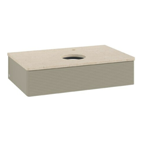 V&B Waschtischunterschrank mit Frontstruktur Antao 80x19x50cm, HL, WBP botti., st. Gr m Lac