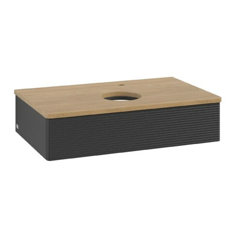 V&B Waschtischunterschrank mit Frontstruktur Antao 80x19x50cm, HL, WBP hon. Oa, bla m Lac