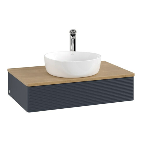 V&B Waschtischunterschrank mit Frontstruktur Antao 80x19x50cm, HL, WBP hon. Oa, md b m Lac