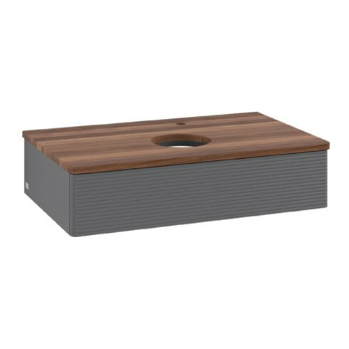 V&B Waschtischunterschrank mit Frontstruktur Antao 80x19x50cm, HL, WBP w wa, Anthrac. m Lac