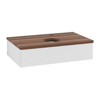 V&B Waschtischunterschrank mit Frontstruktur Antao 80x19x50cm, HL, WBP w. wal, glo wh. Lac