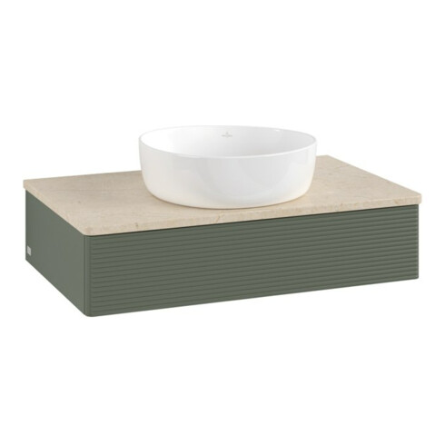 V&B Waschtischunterschrank mit Frontstruktur Antao 80x19x50cm, WBP botti., lea gre. m Lac