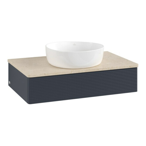 V&B Waschtischunterschrank mit Frontstruktur Antao 80x19x50cm, WBP botti., md bl. m Lac