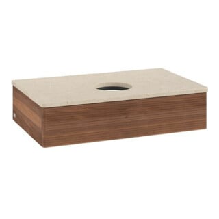 V&B Waschtischunterschrank mit Frontstruktur Antao 80x19x50cm, WBP-farbe botti., w. walnut