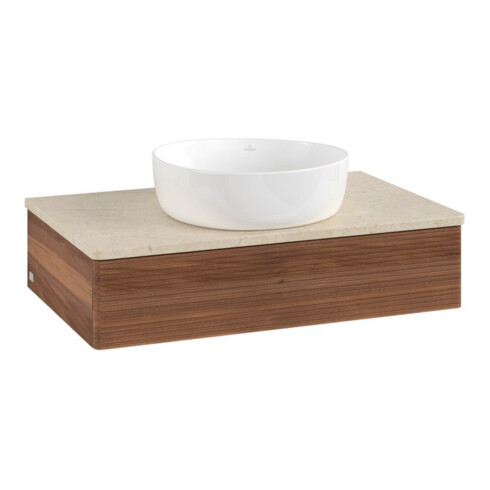 V&B Waschtischunterschrank mit Frontstruktur Antao 80x19x50cm, WBP-farbe botti., w. walnut