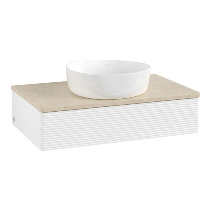 V&B Waschtischunterschrank mit Frontstruktur Antao 80x19x50cm, WBP-farbe botti., wh. m Lac