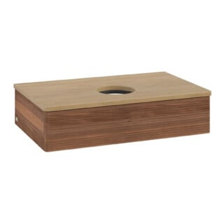 V&B Waschtischunterschrank mit Frontstruktur Antao 80x19x50cm, WBP-farbe hon. Oa, w. walnut