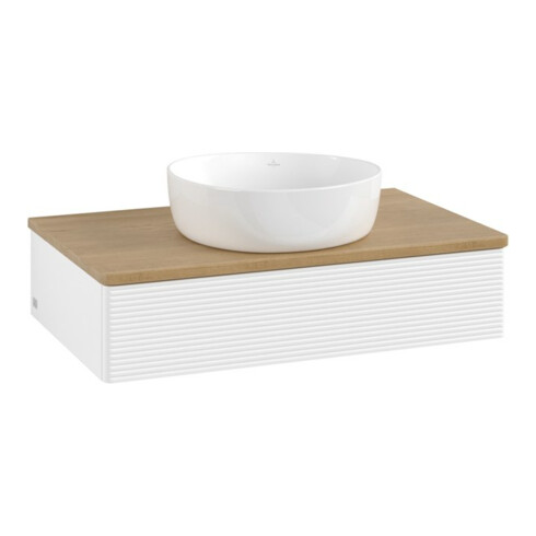 V&B Waschtischunterschrank mit Frontstruktur Antao 80x19x50cm, WBP-farbe hon. Oa, wh. m Lac