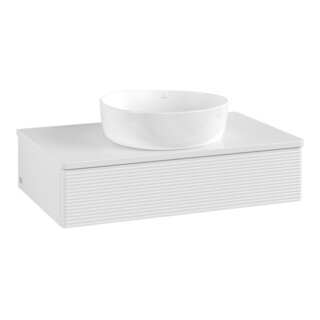 V&B Waschtischunterschrank mit Frontstruktur Antao 80x19x50cm, WBP-farbe Lac, glo wh. Lac