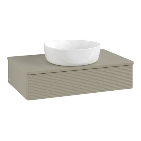 V&B Waschtischunterschrank mit Frontstruktur Antao 80x19x50cm, WBP-farbe Lac, st. Gr m Lac