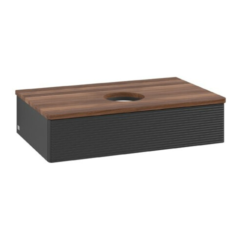V&B Waschtischunterschrank mit Frontstruktur Antao 80x19x50cm, WBP-farbe w. wal, bla m Lac