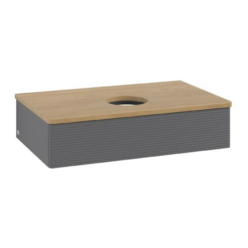 V&B Waschtischunterschrank mit Frontstruktur Antao 80x19x50cm, WBP hon. Oa, Anthrac. m Lac