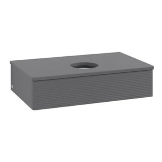 V&B Waschtischunterschrank mit Frontstruktur Antao 80x19x50cm, WBP Lac, Anthrac. m Lac