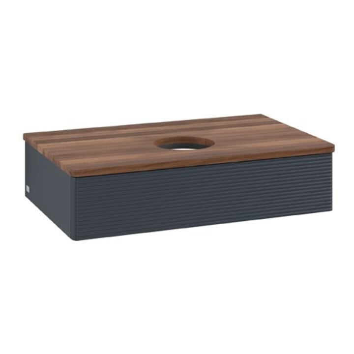 V&B Waschtischunterschrank mit Frontstruktur Antao 80x19x50cm, WBP w. wal, md bl. m Lac