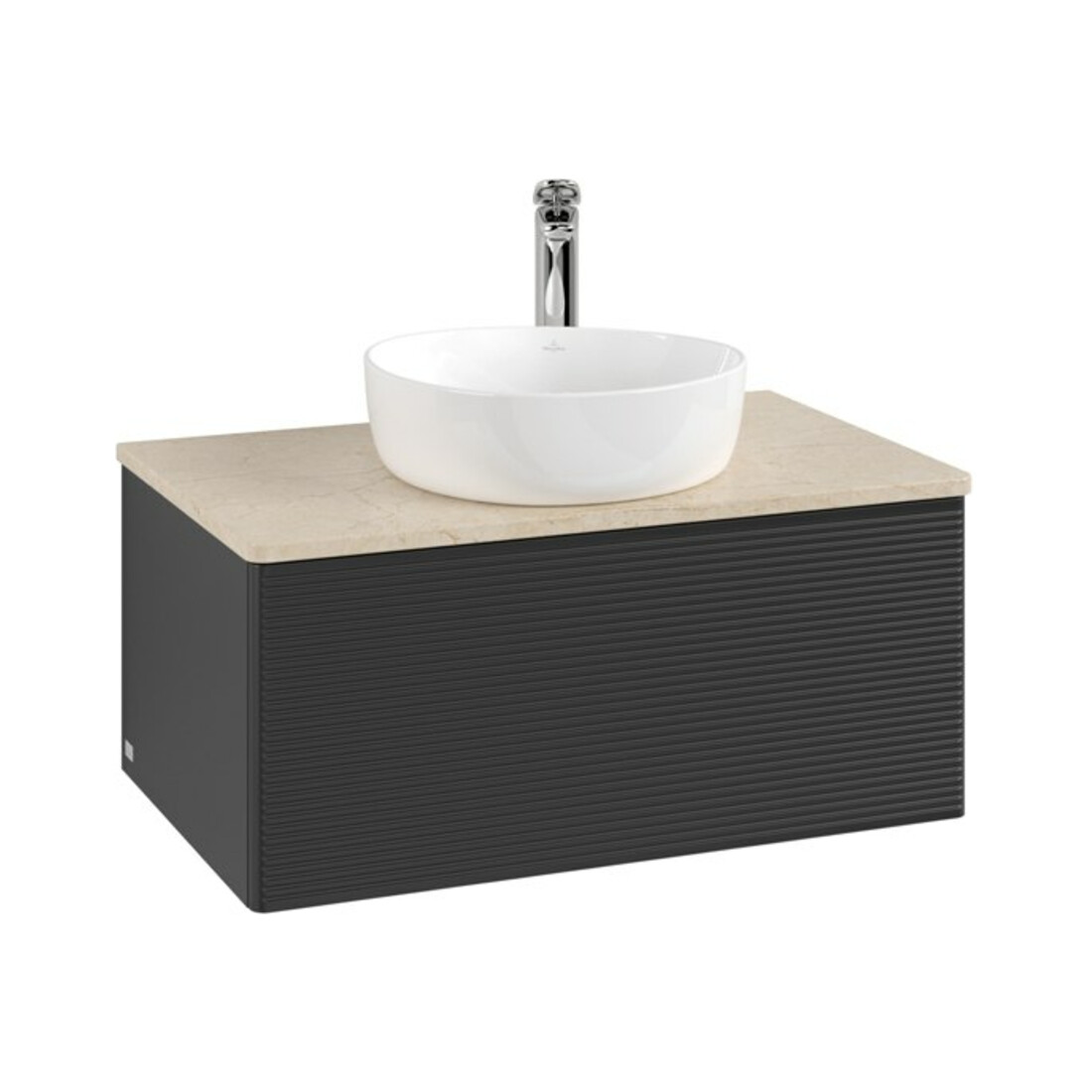 V&B Waschtischunterschrank mit Frontstruktur Antao 80x36x50cm, HL, WBP botti., bla m Lac