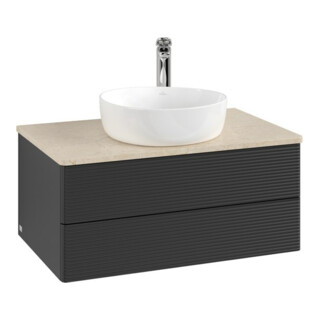 V&B Waschtischunterschrank mit Frontstruktur Antao 80x36x50cm, HL, WBP botti., bla m Lac
