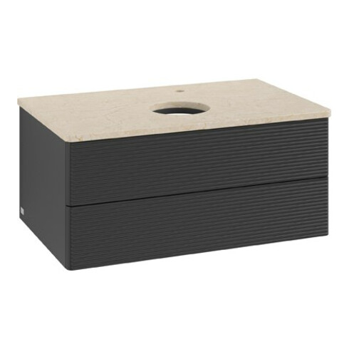 V&B Waschtischunterschrank mit Frontstruktur Antao 80x36x50cm, HL, WBP botti., bla m Lac