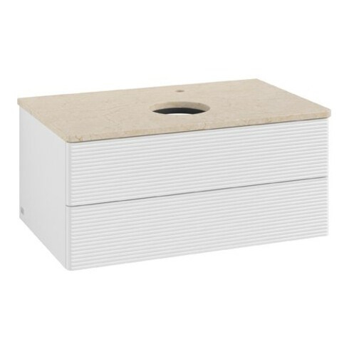 V&B Waschtischunterschrank mit Frontstruktur Antao 80x36x50cm, HL, WBP botti., glo wh. Lac