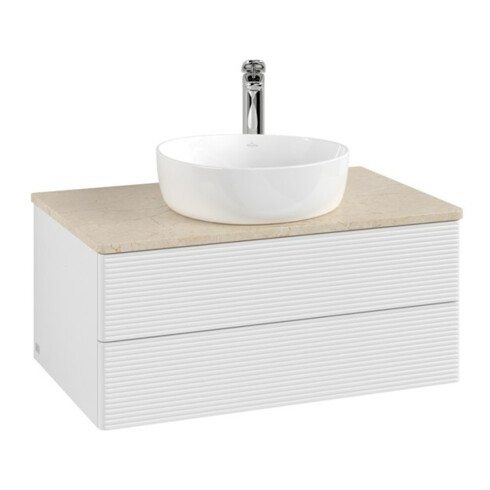 V&B Waschtischunterschrank mit Frontstruktur Antao 80x36x50cm, HL, WBP botti., glo wh. Lac