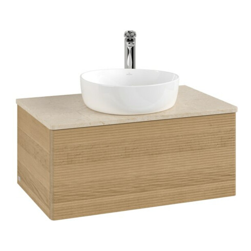 V&B Waschtischunterschrank mit Frontstruktur Antao 80x36x50cm, HL, WBP botti., hon. Oa