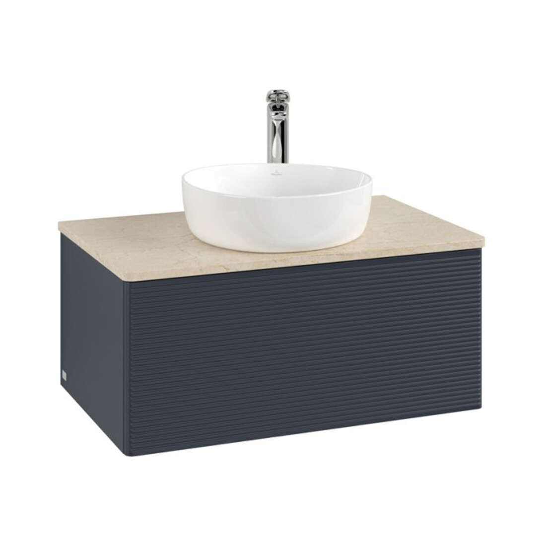 V&B Waschtischunterschrank mit Frontstruktur Antao 80x36x50cm, HL, WBP botti., md bl. m Lac