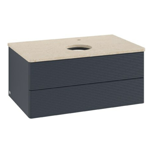 V&B Waschtischunterschrank mit Frontstruktur Antao 80x36x50cm, HL, WBP botti., md bl. m Lac