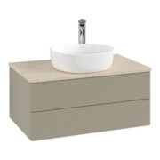 V&B Waschtischunterschrank mit Frontstruktur Antao 80x36x50cm, HL, WBP botti., st. Gr m Lac