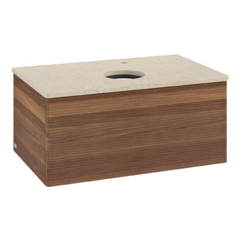 V&B Waschtischunterschrank mit Frontstruktur Antao 80x36x50cm, HL, WBP-farbe botti., w. wal