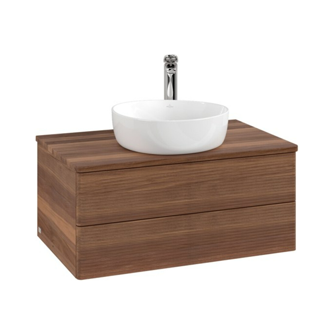V&B Waschtischunterschrank mit Frontstruktur Antao 80x36x50cm, HL, WBP-farbe w. wal, w. wal