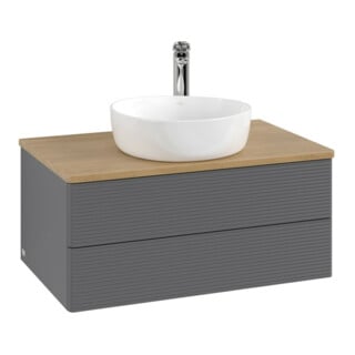 V&B Waschtischunterschrank mit Frontstruktur Antao 80x36x50cm, HL, WBP hon. Oa, A m Lac