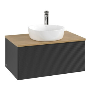 V&B Waschtischunterschrank mit Frontstruktur Antao 80x36x50cm, HL, WBP hon. Oa, bla m Lac
