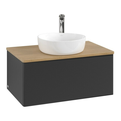 V&B Waschtischunterschrank mit Frontstruktur Antao 80x36x50cm, HL, WBP hon. Oa, bla m Lac