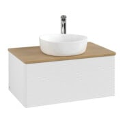 V&B Waschtischunterschrank mit Frontstruktur Antao 80x36x50cm, HL, WBP hon. Oa, glo wh. Lac-3