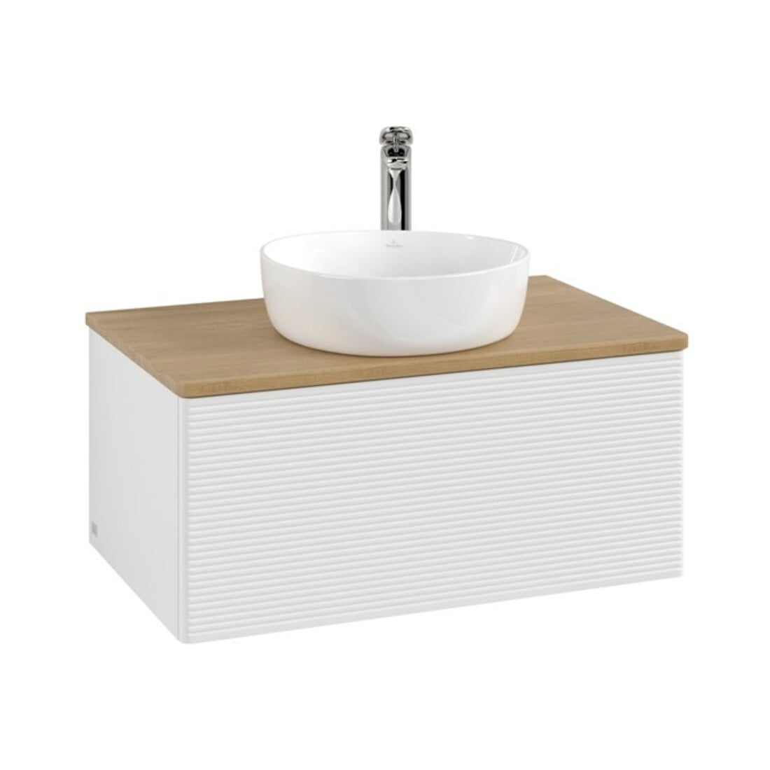 V&B Waschtischunterschrank mit Frontstruktur Antao 80x36x50cm, HL, WBP hon. Oa, glo wh. Lac