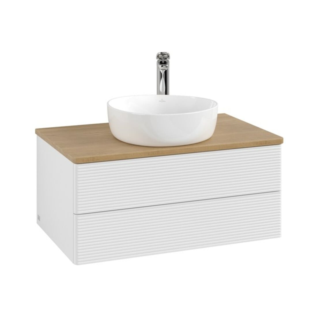 V&B Waschtischunterschrank mit Frontstruktur Antao 80x36x50cm, HL, WBP hon. Oa, glo wh. Lac