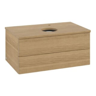V&B Waschtischunterschrank mit Frontstruktur Antao 80x36x50cm, HL, WBP hon. Oa, hon. Oa