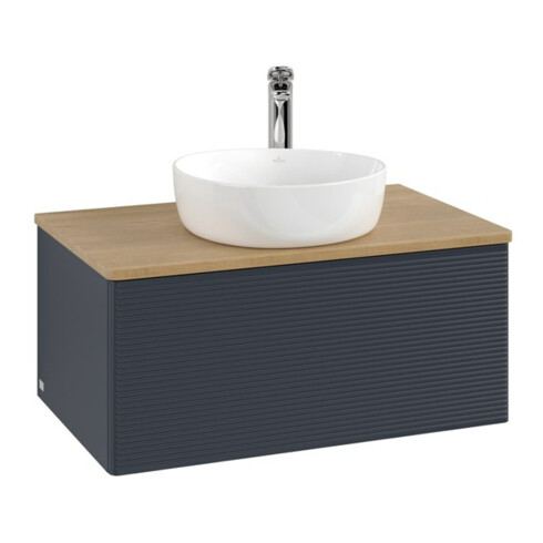 V&B Waschtischunterschrank mit Frontstruktur Antao 80x36x50cm, HL, WBP hon. Oa, md b m Lac