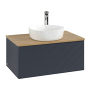V&B Waschtischunterschrank mit Frontstruktur Antao 80x36x50cm, HL, WBP hon. Oa, md b m Lac