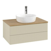 V&B Waschtischunterschrank mit Frontstruktur Antao 80x36x50cm, HL, WBP hon. Oa, si Gr m Lac