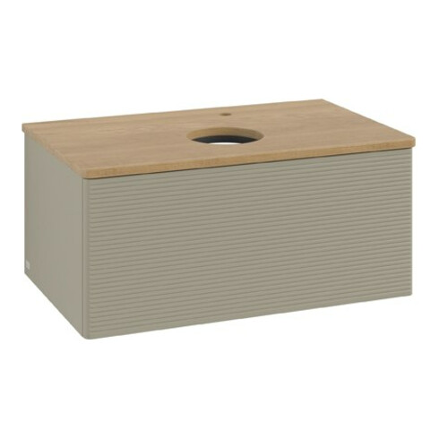 V&B Waschtischunterschrank mit Frontstruktur Antao 80x36x50cm, HL, WBP hon. Oa, st Gr m Lac